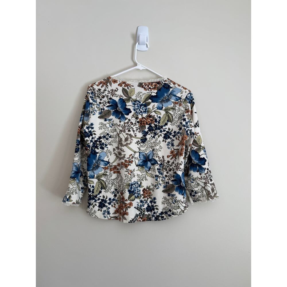 Vintage Floral Cottage Top Ruffle Trim Milkmaid Fairy Cotton Romantic Whimsy - Picture 2 of 6